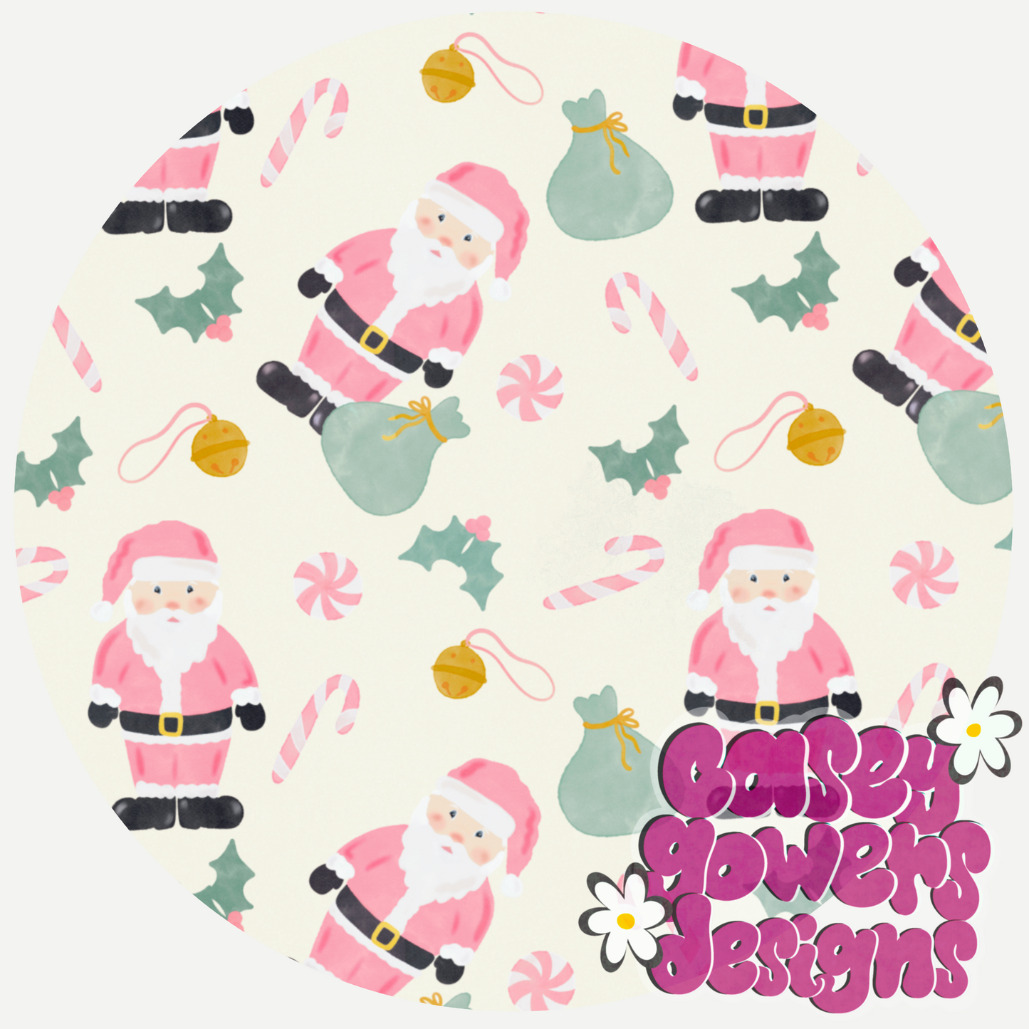 PINK SANTA WATERCOLOR SEAMLESS