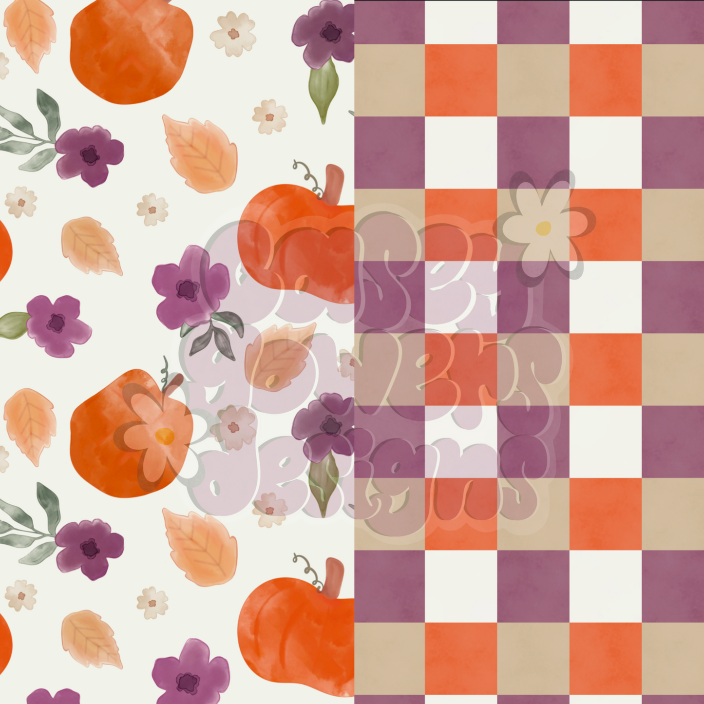 PUMPKIN FLORAL SEAMLESS SET