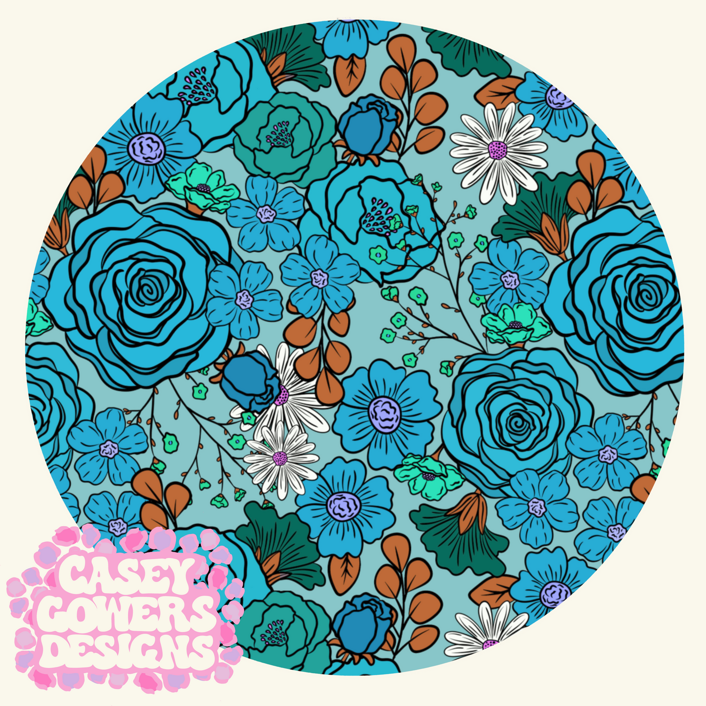 CHEYENNA TURQUOISE FLORAL SEAMLESS