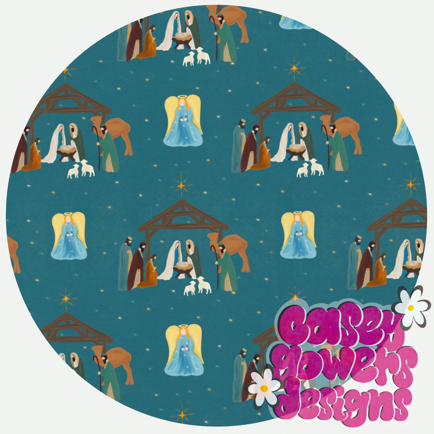 NATIVITY BLUE SEAMLESS