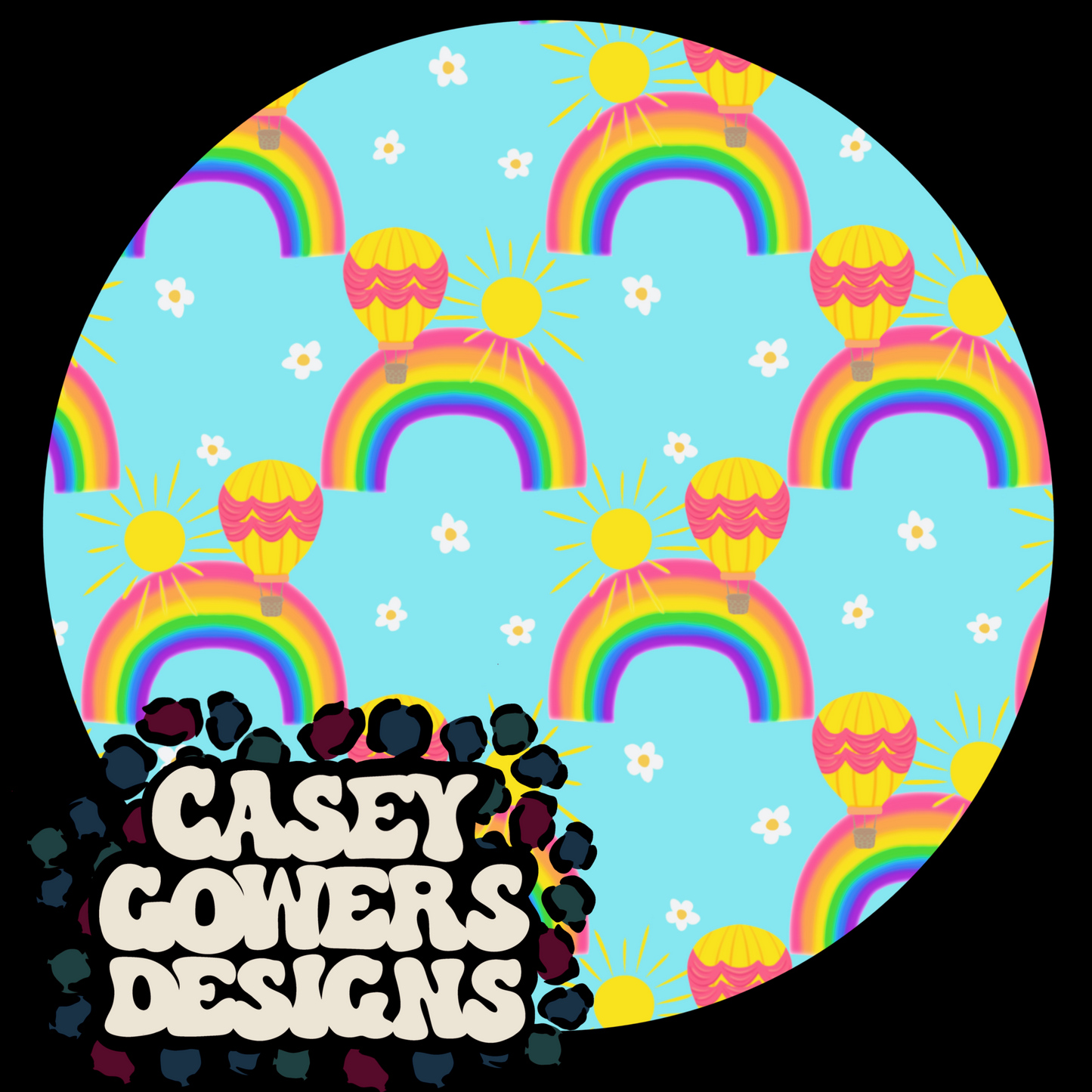 RAINBOW HOT AIR BALLOON GIRLY COLOR SEAMLESS