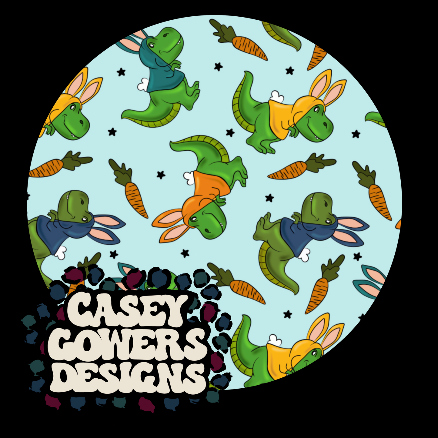 TREX HOODED BUNNY BLUE SEAMLESS