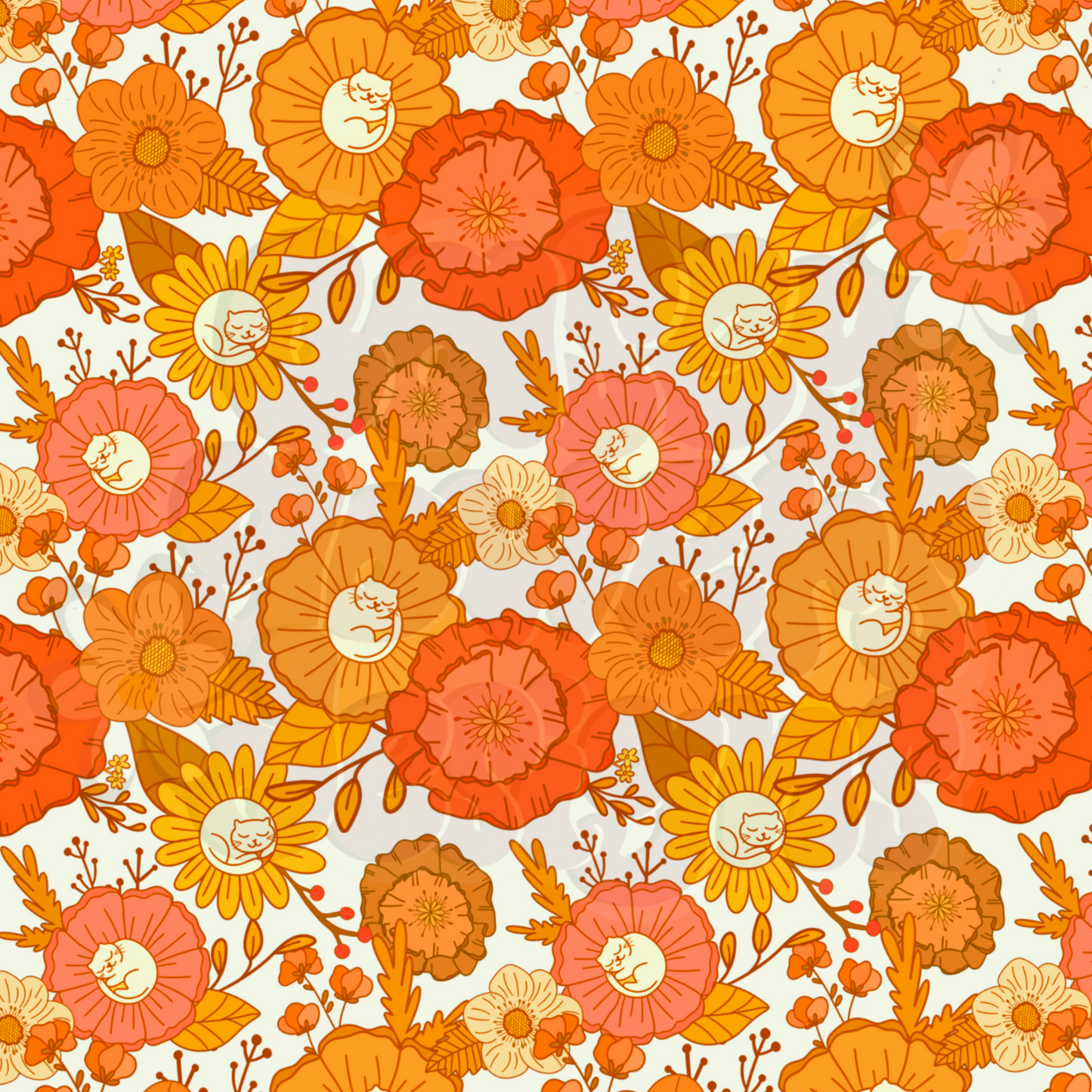 CAT NAP SUNSET FLORAL SEAMLESS