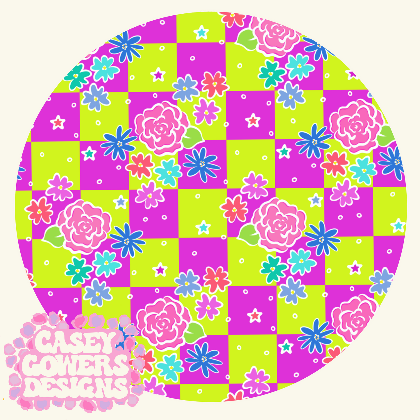 NEON CHECK SUMMER FLORAL SEAMLESS