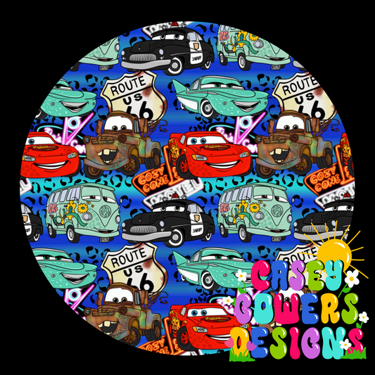 LEOPARD CARS BLUE SEAMLESS