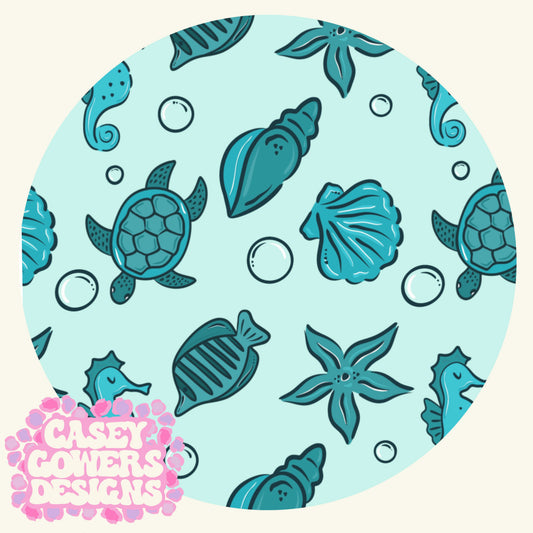 MARINE LIFE TEAL SEAMLESS