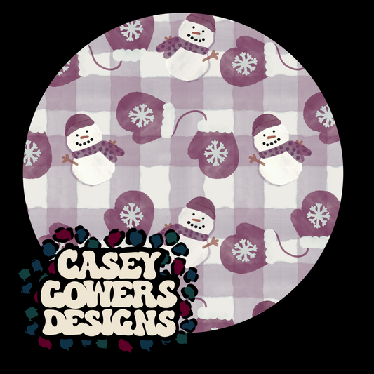 PURPLE SNOWMAN MITTEN SEAMLESS