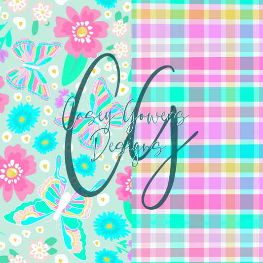 9 FLUTTERBY FLORAL with coord SEAMLESS