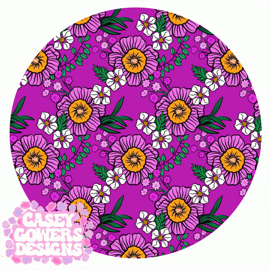 FLOWER FAB PURPLE SEAMLESS