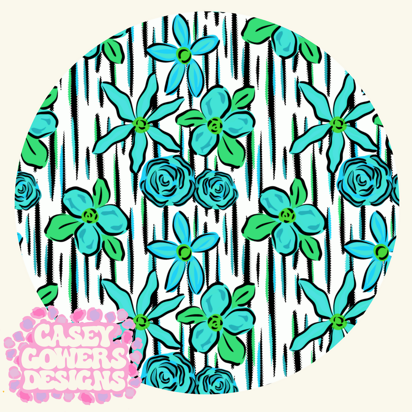 TEAL SUMMER FLORAL SEAMLESS