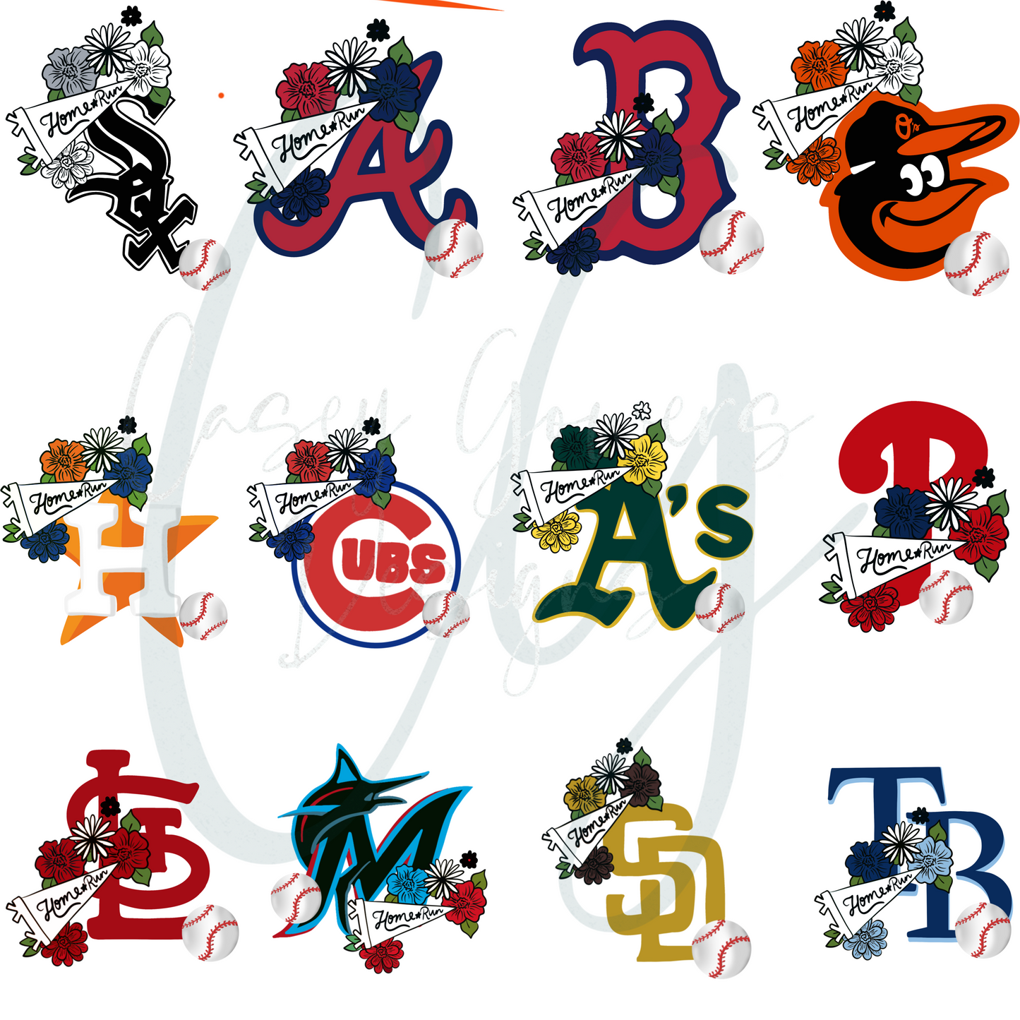 FLORAL MLB PNG BUNDLE
