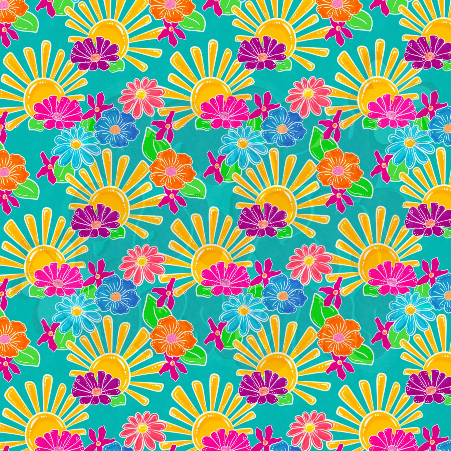 BLOOMIN RAYS BLUE SEAMLESS