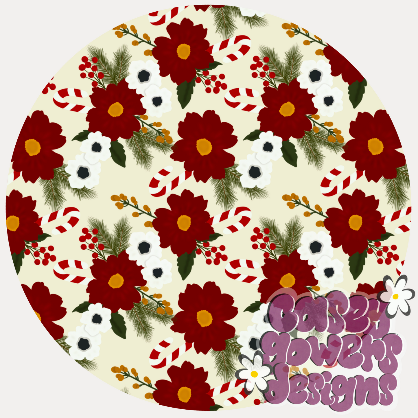 CANDY CANE FLORAL SEAMLESS