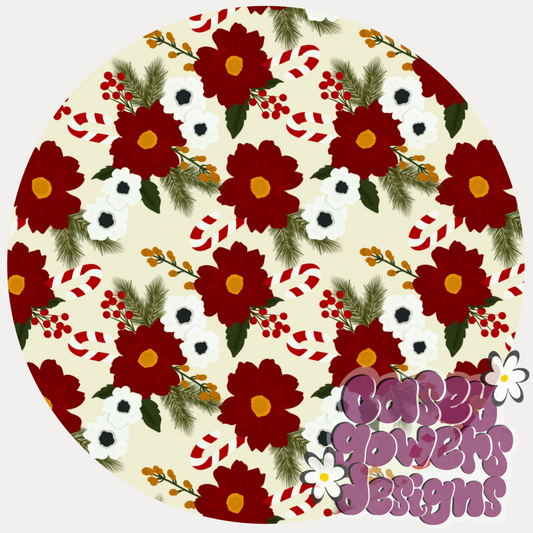 CANDY CANE FLORAL SEAMLESS