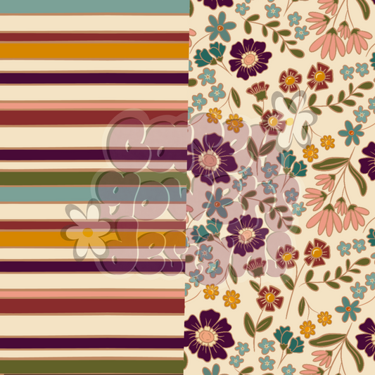 PLUM and GOLDFLORAL SEAMLESS SET