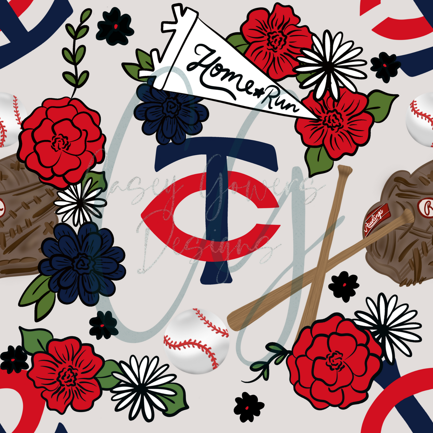 FLORAL TWINS SEAMLESS