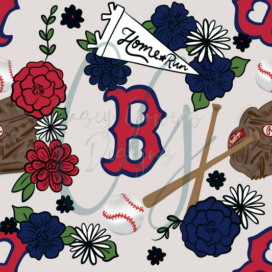 FLORAL RED SOX SEAMLESS