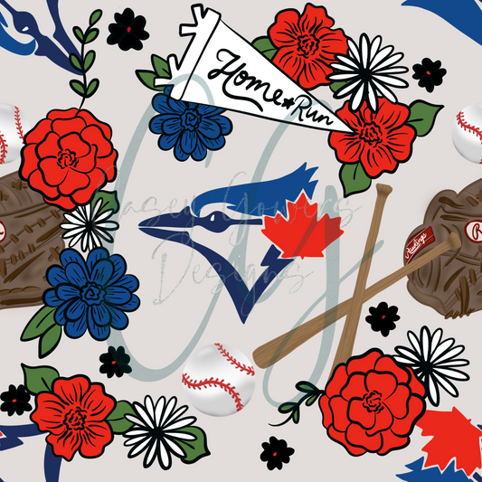 FLORAL BLUE JAYS SEAMLESS