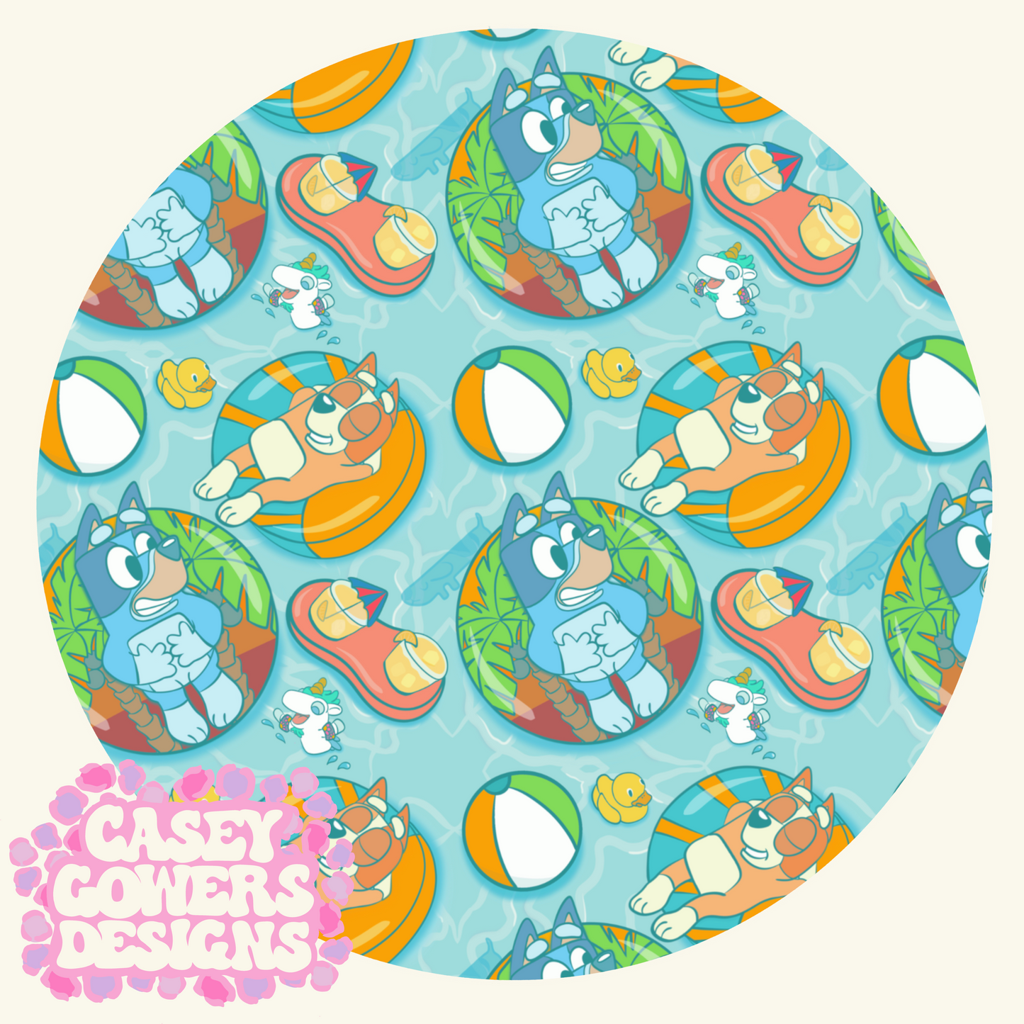FLOATIN DOGS TEAL SEAMLESS SET