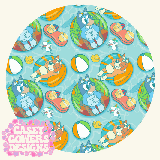 FLOATIN DOGS TEAL SEAMLESS SET