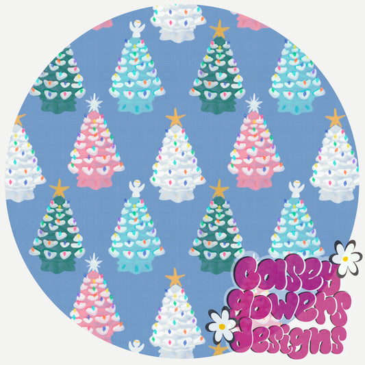 VINTAGE CERAMIC CHRISTMAS TREE PERIWINKLE SEAMLESS