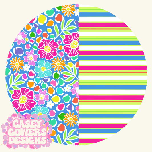NEON FLORAL BLUE SEAMLESS SET