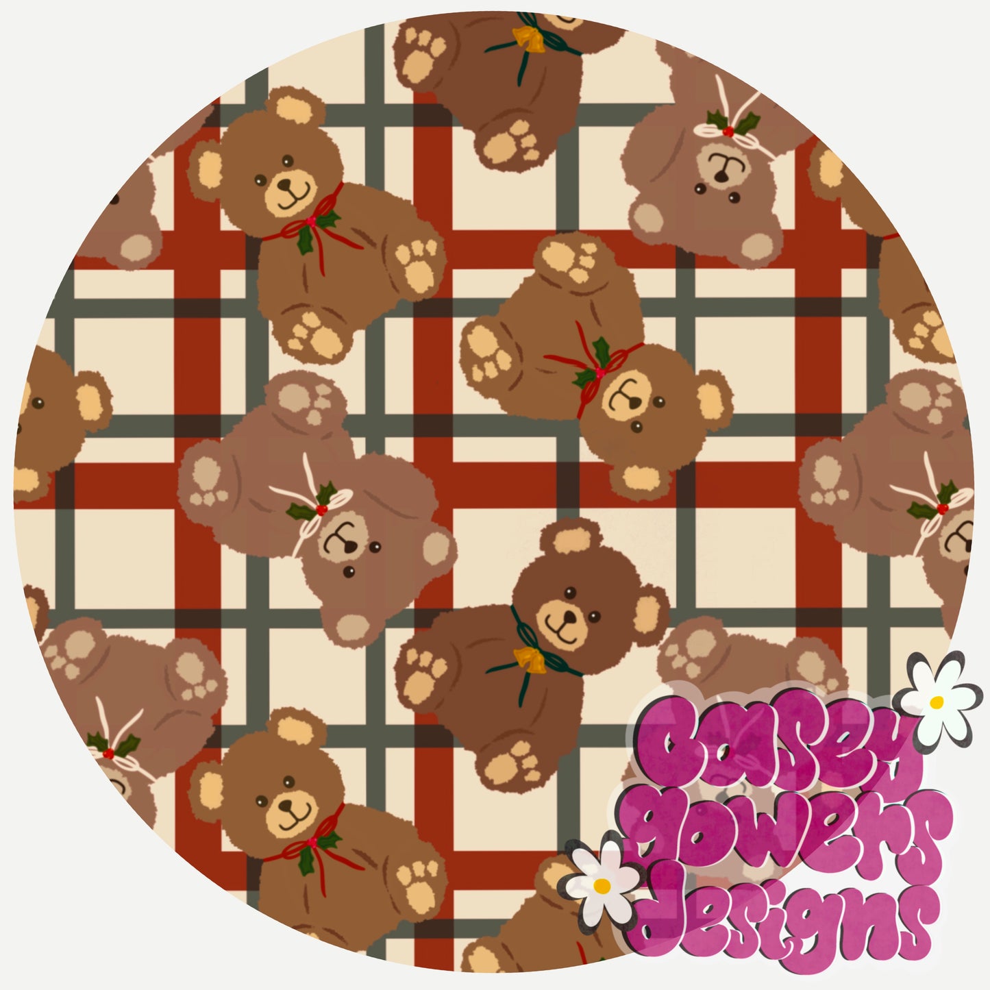 HOLIDAY TEDDY BEAR PLAID SET SEAMLESS