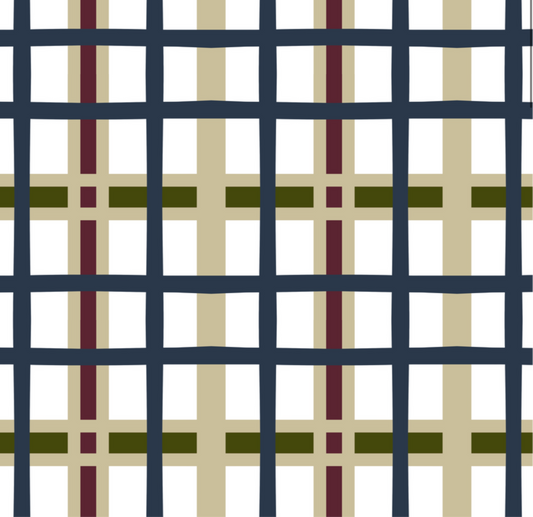 NAVY BLOOM AND BURGUNDY PLAID