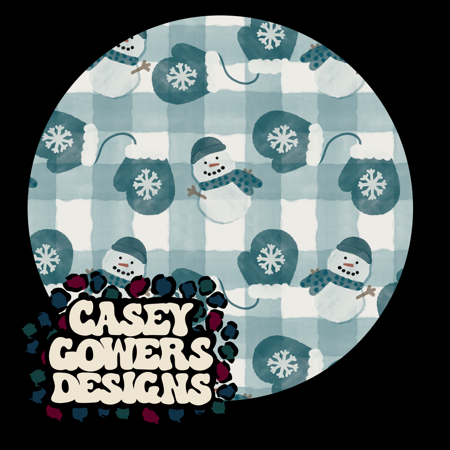 BLUE SNOWMAN MITTEN SEAMLESS