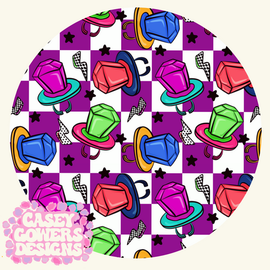 NEON RING POP PURPLE CHECK SEAMLESS