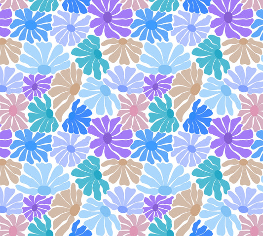 BLUE SPRING FUNNY FLORAL SEAMLESS