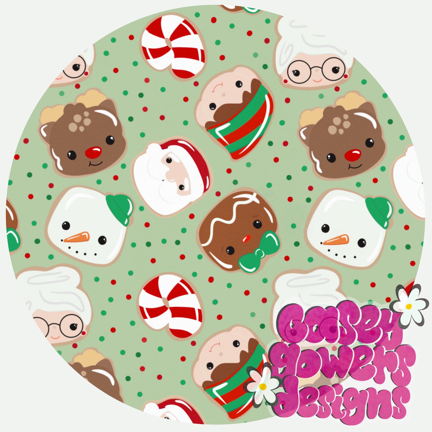 CHRISTMAS SUGAR COOKIES GREEN SEAMLESS with free bonus coord