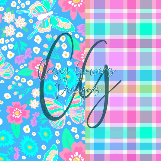 8 FLUTTERBY FLORAL with coord SEAMLESS