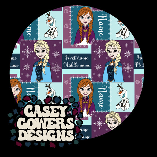 ICE SISTERS BOLD CUSTOMIZABLE NAME SEAMLESS