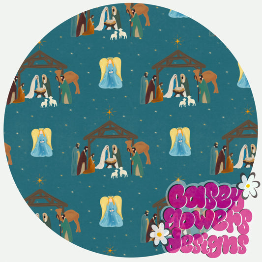 NATIVITY BLUE SEAMLESS