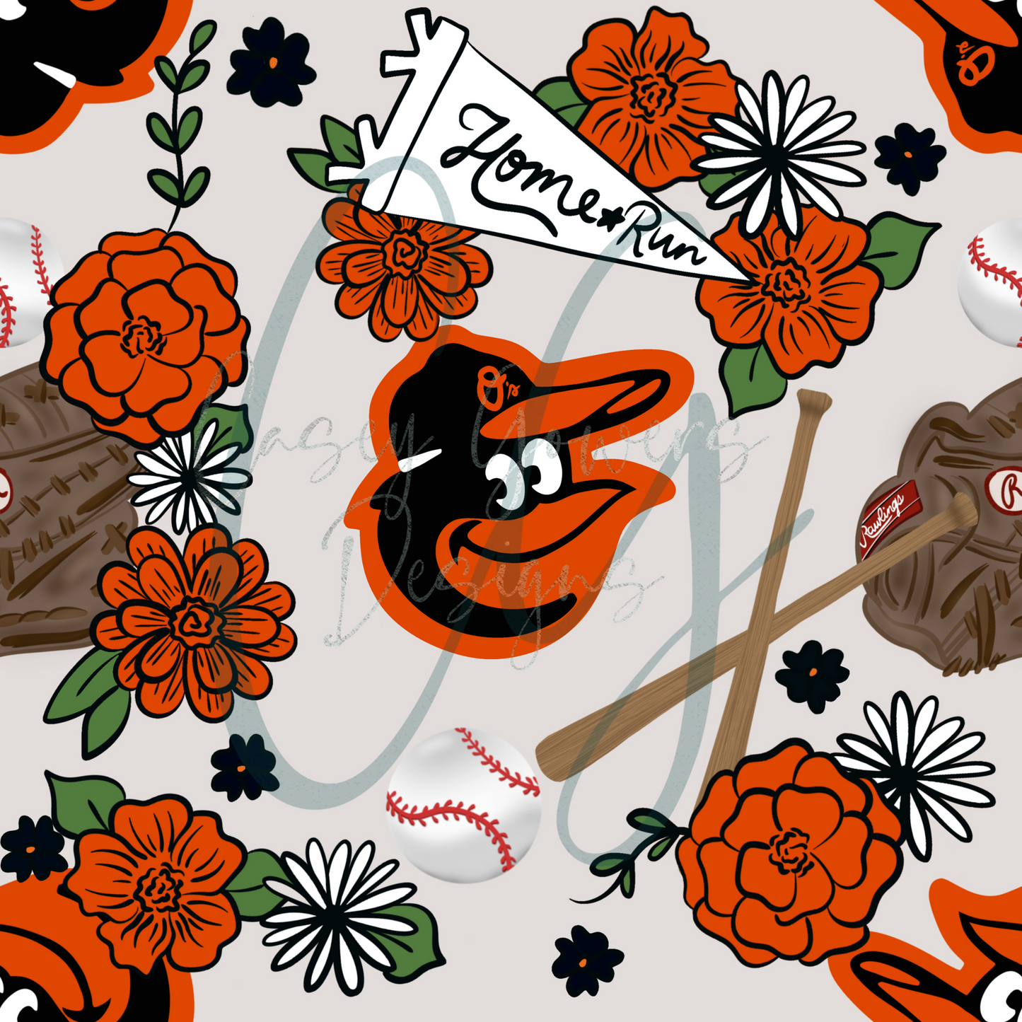 FLORAL ORIOLES SEAMLESS