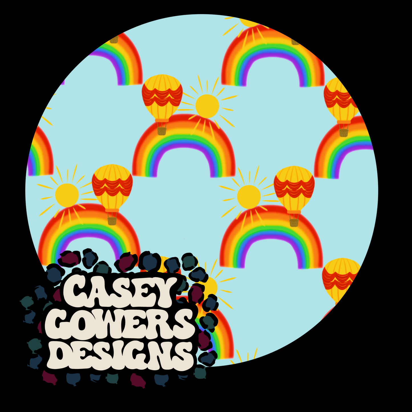 RAINBOW HOT AIR BALLOON TRADITIONAL SEAMLESS