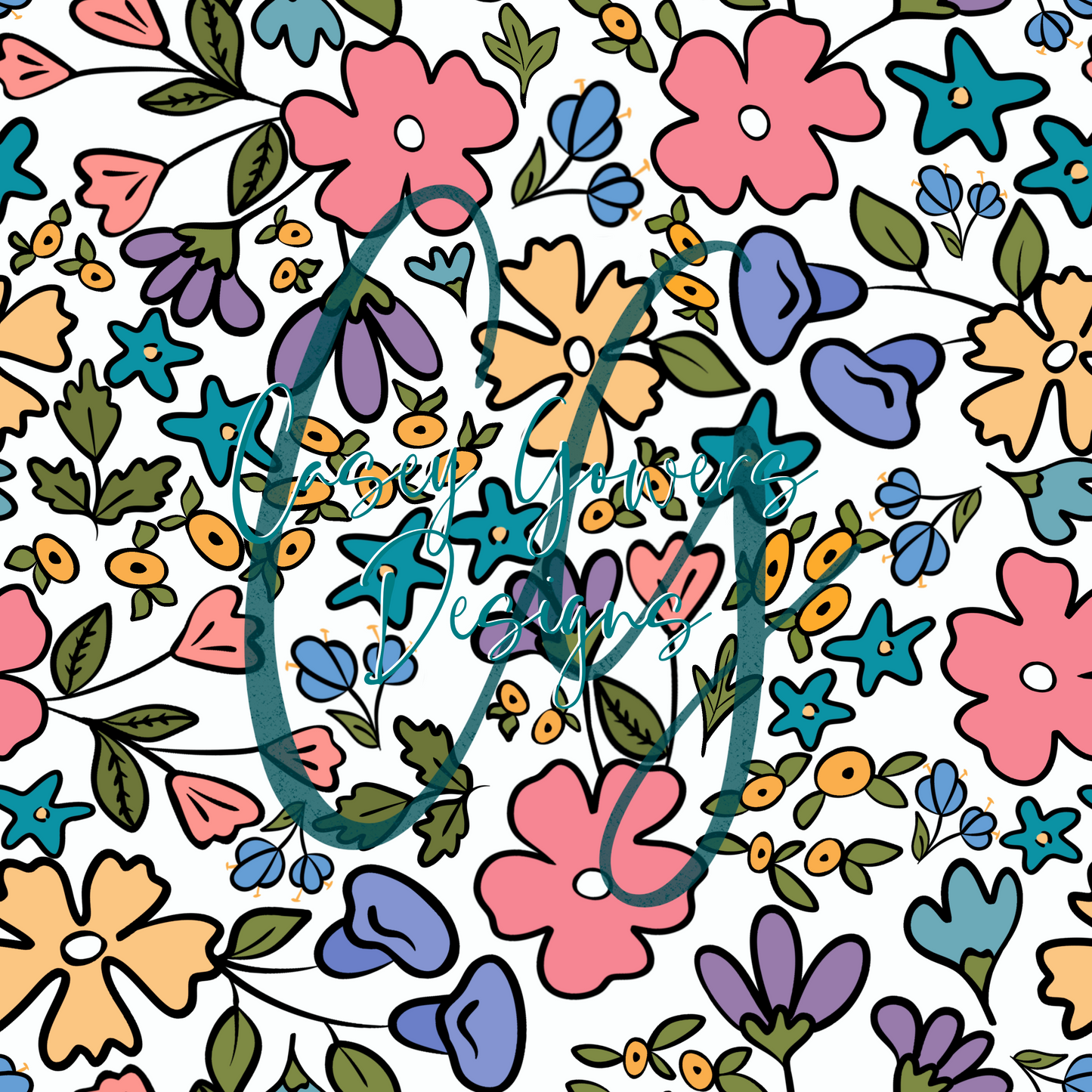 BRIGHT SIDE FLORAL WHITE with coord SEAMLESS