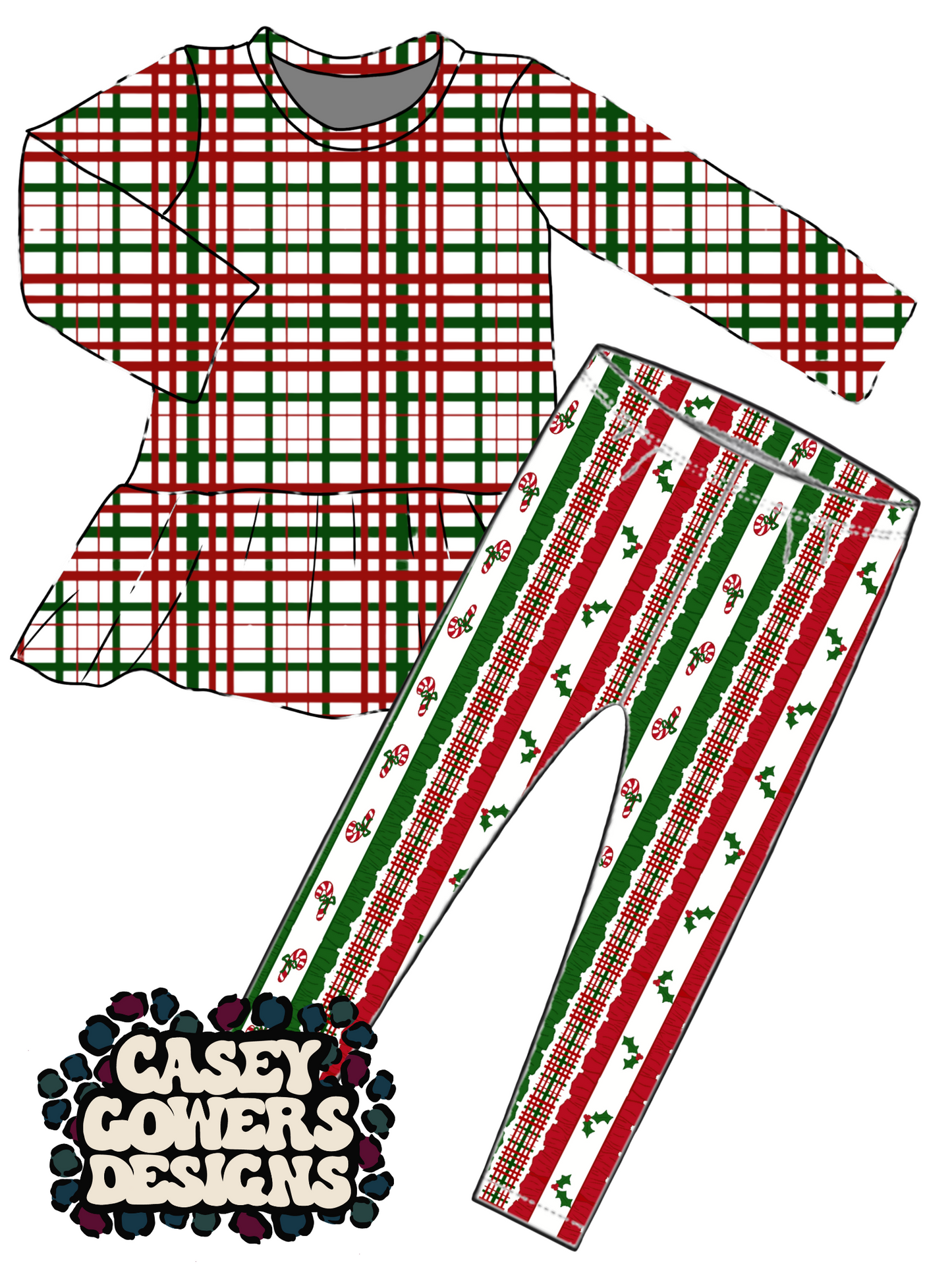 RUFFLE STRIPE CHRISTMAS SEAMLESS SET