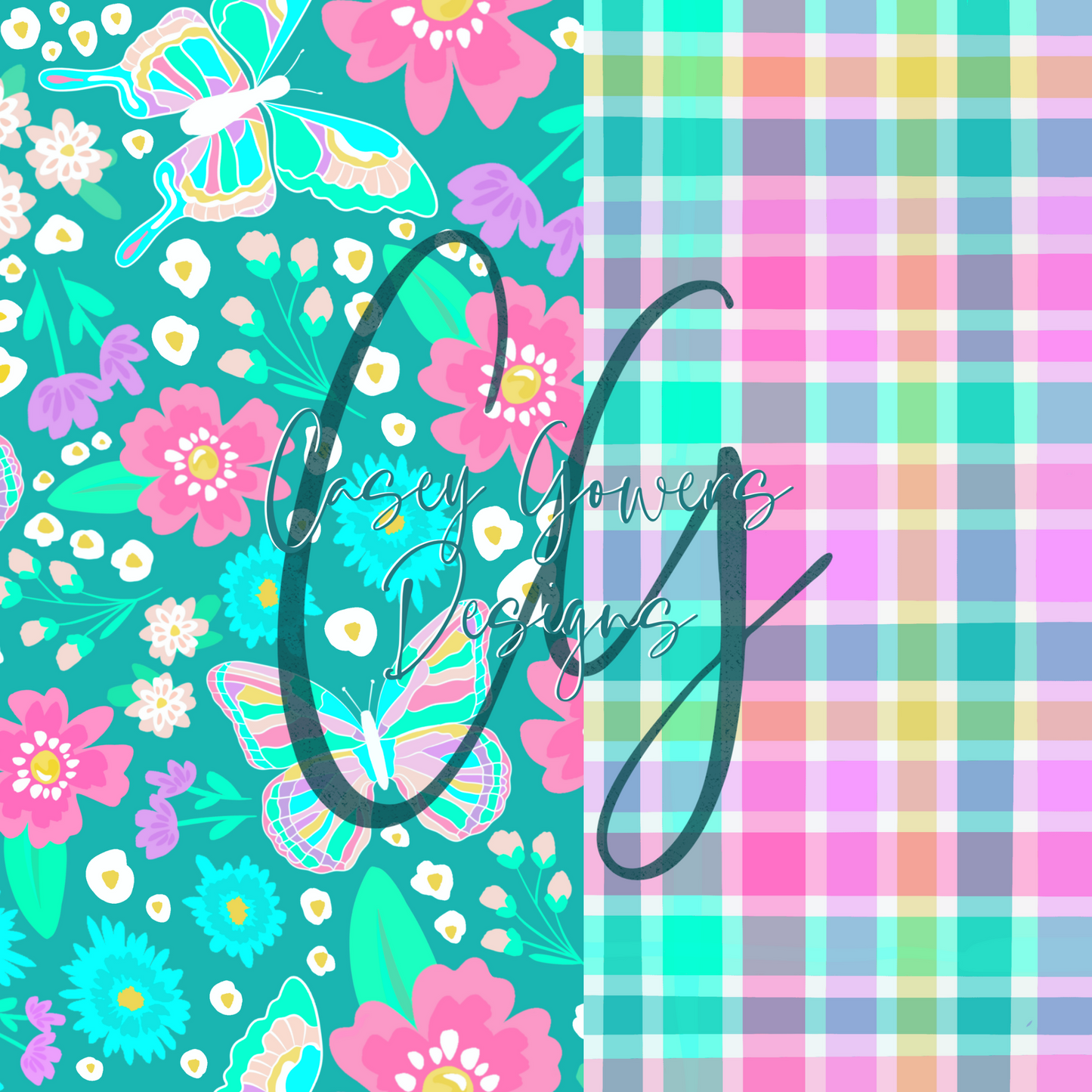 10 FLUTTERBY FLORAL with coord SEAMLESS