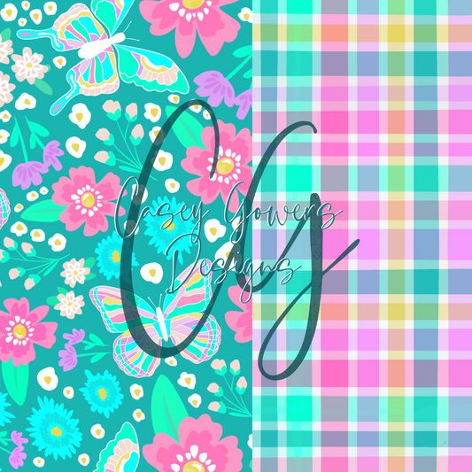 10 FLUTTERBY FLORAL with coord SEAMLESS