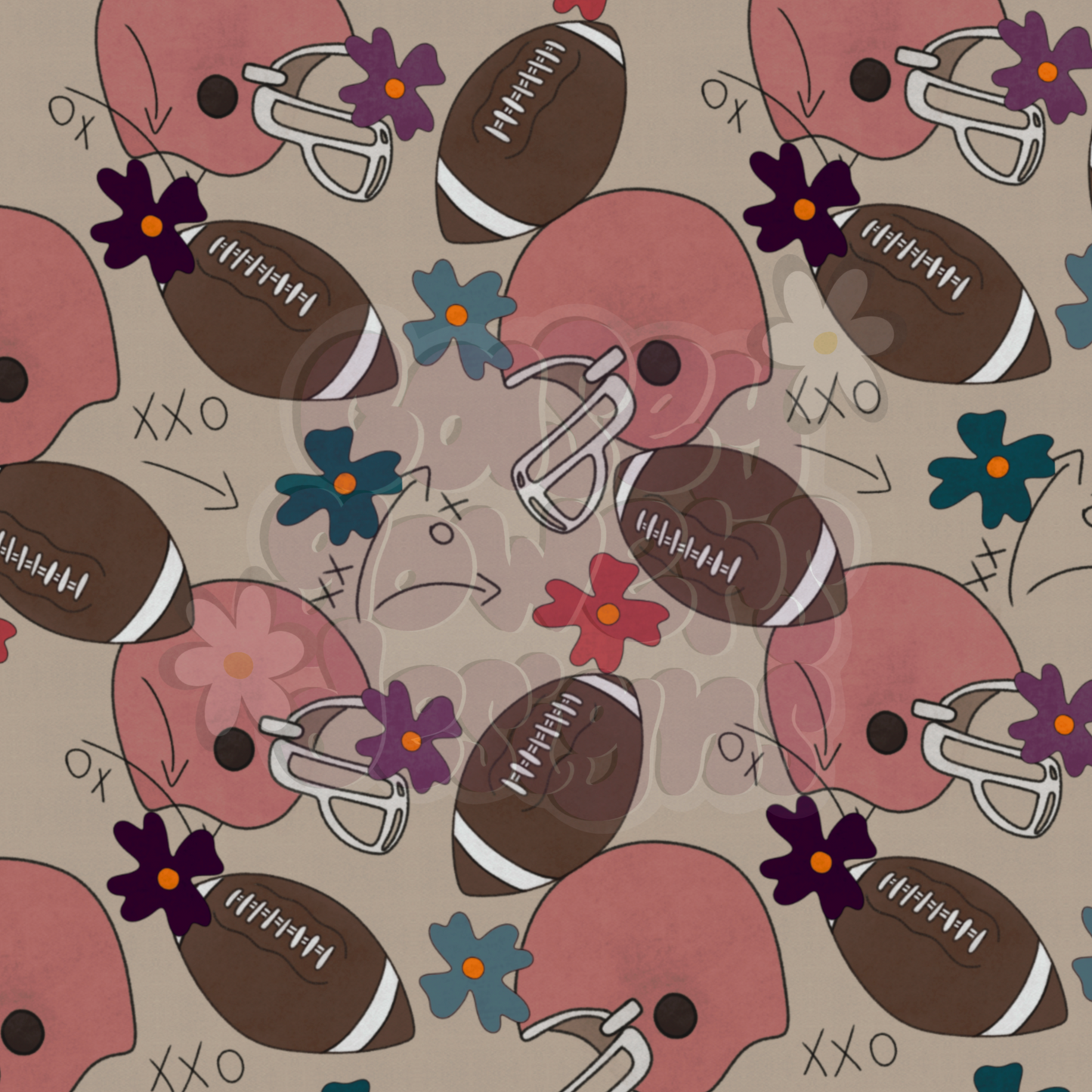 NEUTRAL FLORAL FOOTBALL SEAMLESS