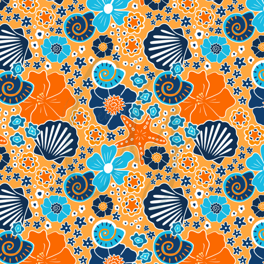 ORANGE SHELL FLORAL with coord SEAMLESS