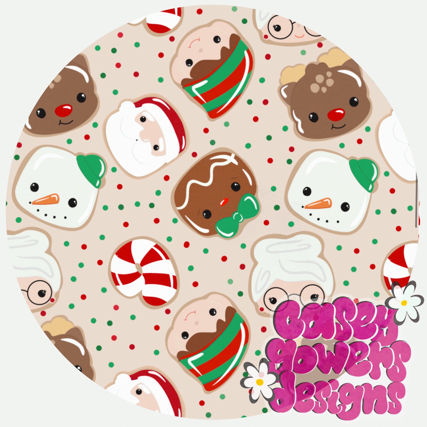 CHRISTMAS SUGAR COOKIES KHAKI SEAMLESS with free bonus coord