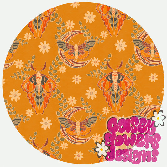 MOON MOTH MUSTARD SEAMLESS