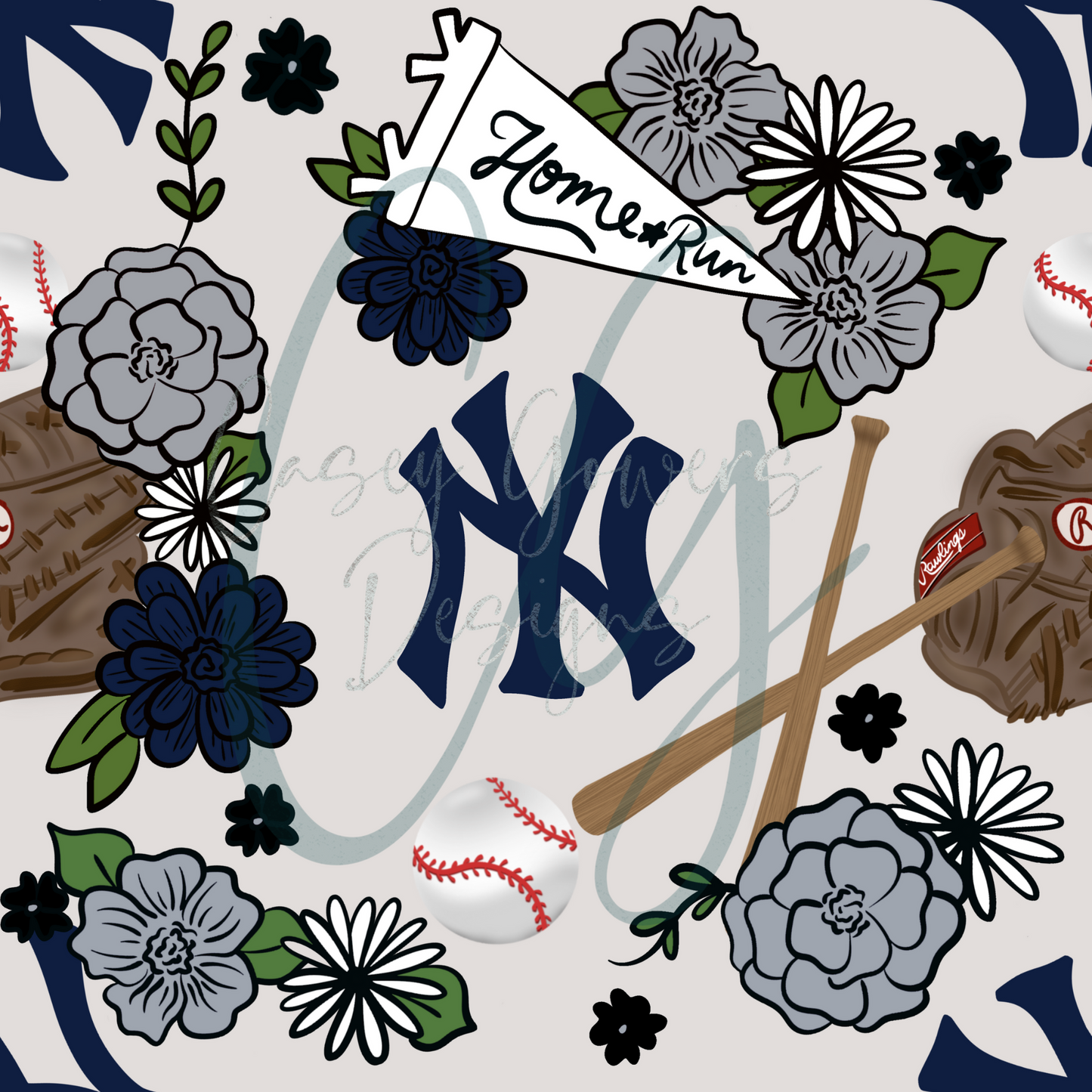 FLORAL YANKEES SEAMLESS