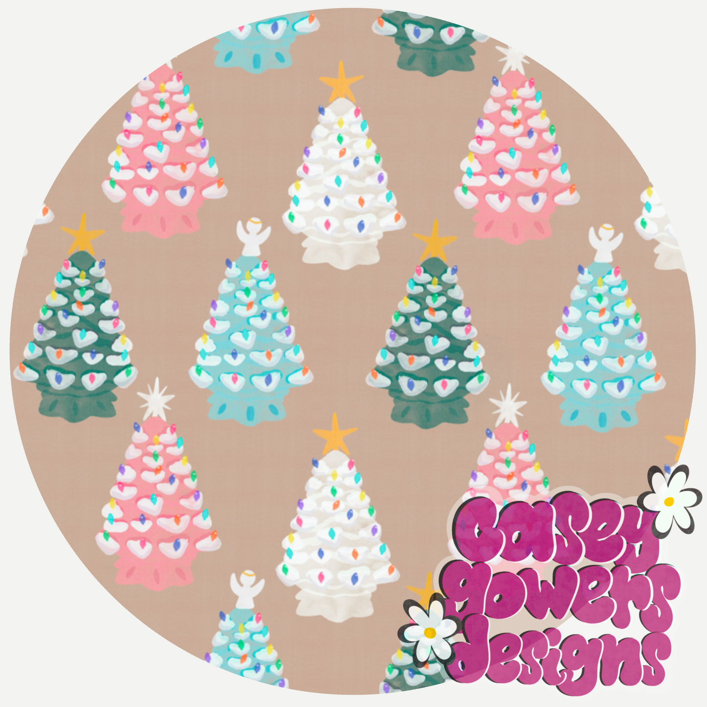 VINTAGE CERAMIC CHRISTMAS TREE PERIWINKLE SEAMLESS