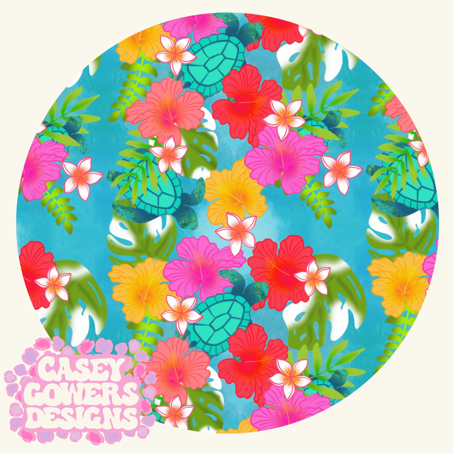 HIBISCUS SEA TURTLE FLORAL SEAMLESS
