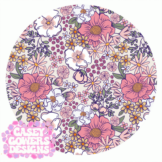 PETAL PARTY FLORAL PURPLE OUTLINE SEAMLESS