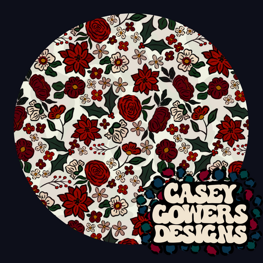 COUNTRY CHRISTMAS FLORAL SEAMLESS TRIO